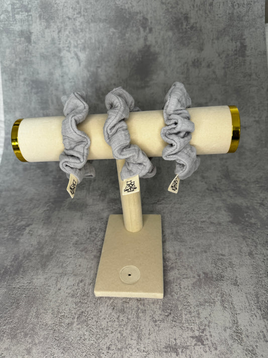 Musselin Scrunchie blaugrau