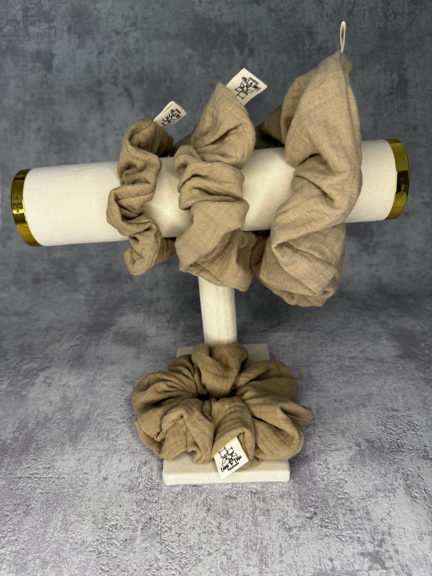 Musselin Scrunchie Taupe